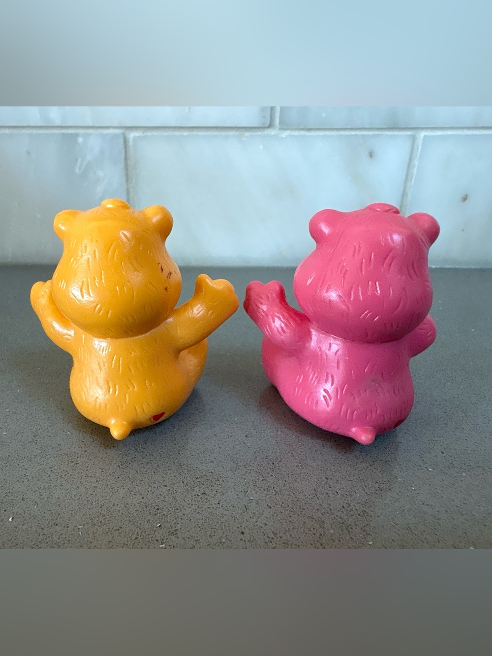 Vintage 1980s Care Bears PVC Mini Figurines Set of 2 | Love-a-Lot & Friend Bear - Picture 2 of 8